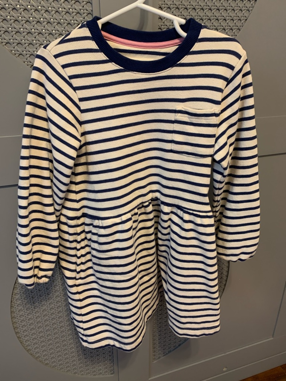 Girls Navy White Striped Dress